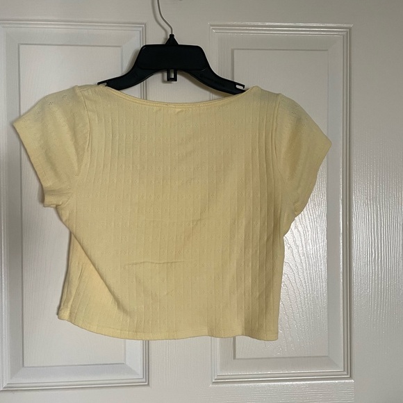 Yellow Knit Crop Top Cotton Coquette - Picture 2 of 4